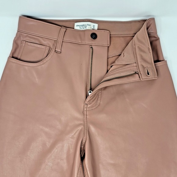 Abercrombie & Fitch The 90s Straight Ultra High Rise Vegan Leather Pants Sz 27/4 - Picture 5 of 10